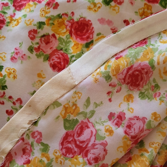 Vintage Cabbage Roses Floral Midi Dress Long Sleeves S/M No Tags - Picture 6 of 8